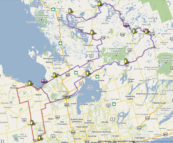 Un itinéraire principal (violet) de 542 et une boucle boni de 184 km. Pour un total de  726 km en 24 h pour les 50 cc.. Un parcours de ouf!