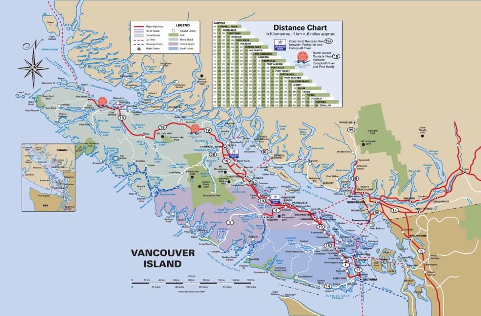 Carte de l'île de Vancouver