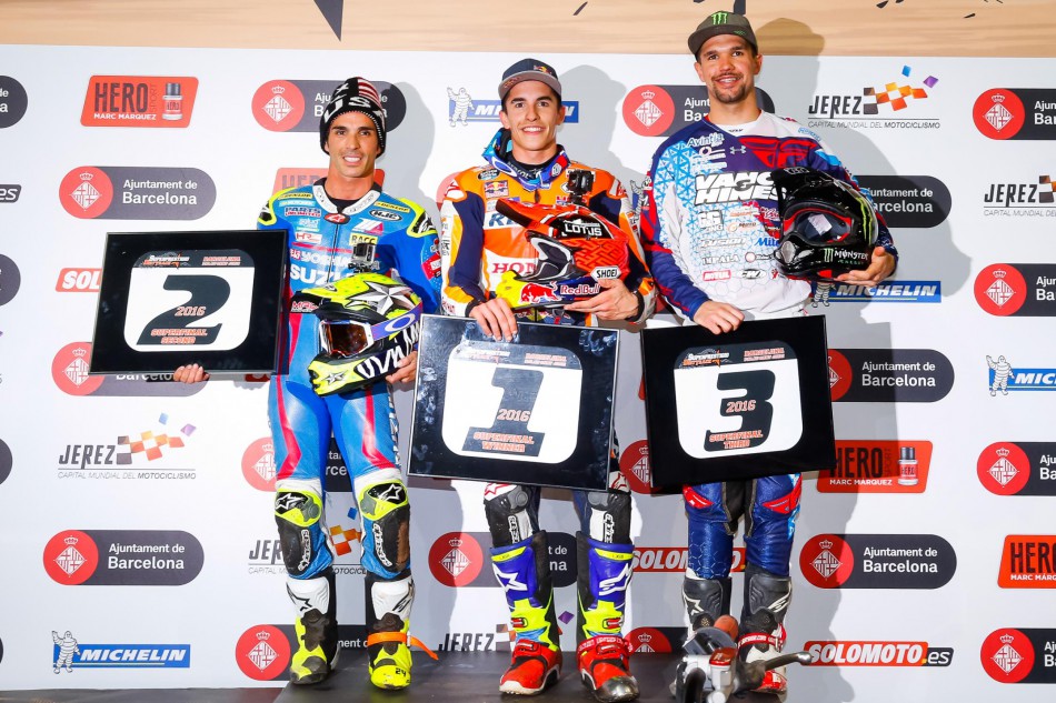 De g. à d. :  Toni Elias, Marc Marquez, Brad Baker